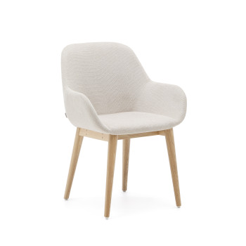 Beige Konna chair with solid ash wood legs and natural finish