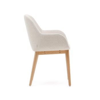 Beige Konna chair with solid ash wood legs and natural finish