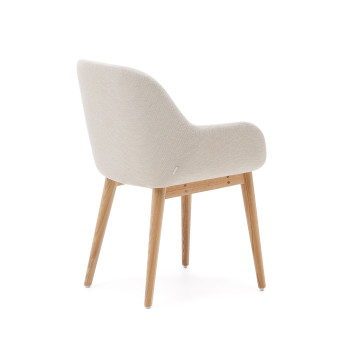 Beige Konna chair with solid ash wood legs and natural finish