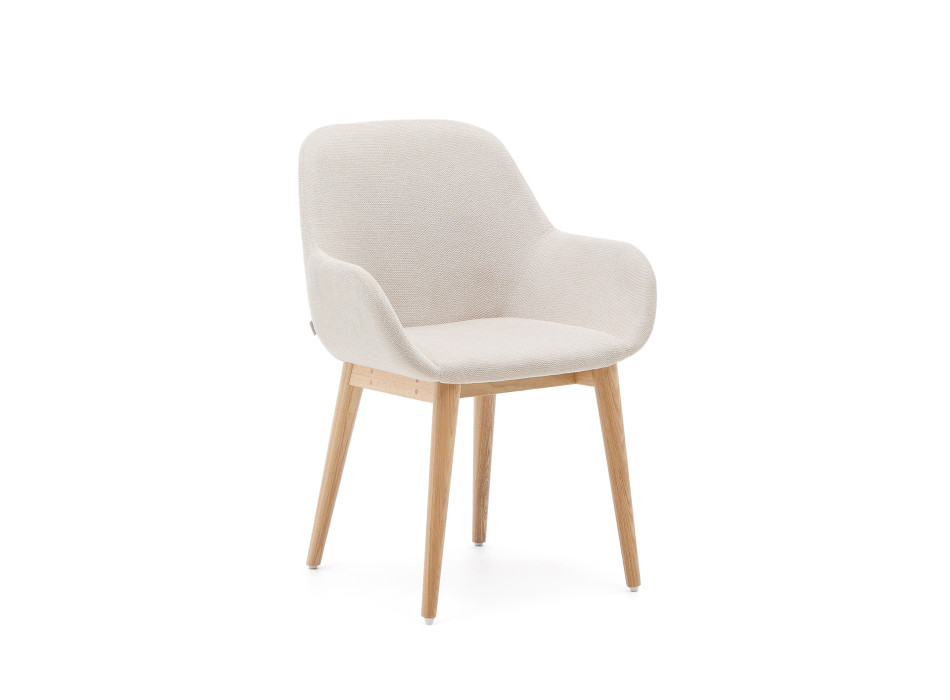 Beige Konna chair with solid ash wood legs and natural finish