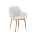 Beige Konna chair with solid ash wood legs and natural finish