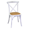 Cross wooden chair with antique white, stackable Vacchetti woven seat