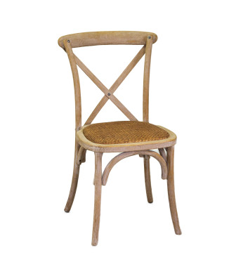 Cross Natural Wooden Chair Stackable Weave Seat Vacchetti