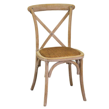 Cross Natural Wooden Chair Stackable Weave Seat Vacchetti