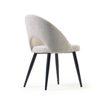 Mael chair in beige with metal legs and black finishes, FSC 100%