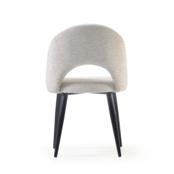 Mael chair in beige with metal legs and black finishes, FSC 100%