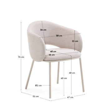 Maina chair in beige with steel legs and beige finish FSC Mix Credit