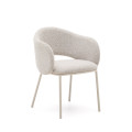 Maina chair in thick beige chenille and steel legs with beige finish FSC Mix Credit