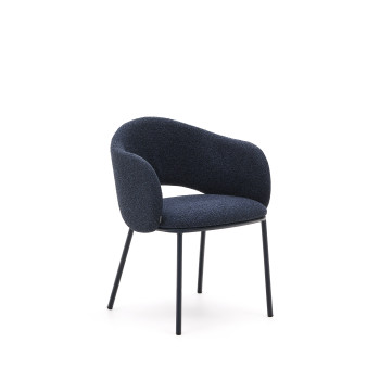 Maina chair in thick blue chenille and steel legs with a blue finish FSC Mix Credit