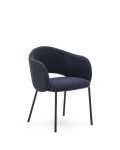 Maina chair in thick blue chenille and steel legs with a blue finish FSC Mix Credit