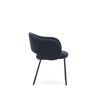 Maina chair in thick blue chenille and steel legs with a blue finish FSC Mix Credit