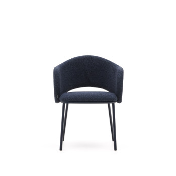 Maina chair in thick blue chenille and steel legs with a blue finish FSC Mix Credit