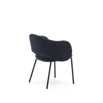 Maina chair in thick blue chenille and steel legs with a blue finish FSC Mix Credit