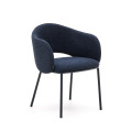 Maina chair in thick blue chenille and steel legs with a blue finish FSC Mix Credit