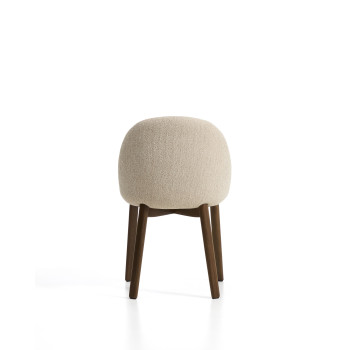 Meila chair in beige chenille and solid oak legs with walnut finish