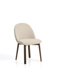 Meila chair in beige chenille and solid oak legs with walnut finish