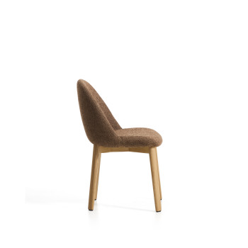 Meila chair in terracotta chenille and solid oak legs with a natural finish