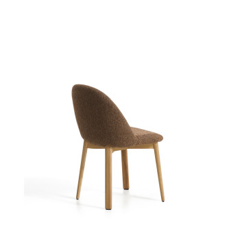 Meila chair in terracotta chenille and solid oak legs with a natural finish