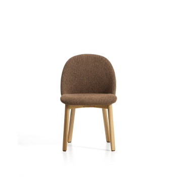 Meila chair in terracotta chenille and solid oak legs with a natural finish