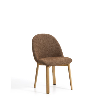 Meila chair in terracotta chenille and solid oak legs with a natural finish