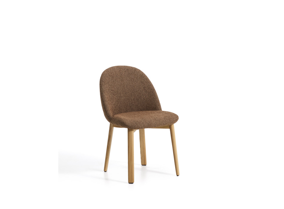 Meila chair in terracotta chenille and solid oak legs with a natural finish