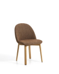 Meila chair in terracotta chenille and solid oak legs with a natural finish