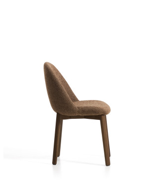 Meila chair in terracotta chenille and solid oak legs with walnut finish
