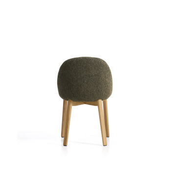 Meila chair in green chenille and solid oak legs with a natural finish