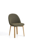 Meila chair in green chenille and solid oak legs with a natural finish