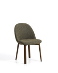 Meila chair in green chenille and solid oak legs with walnut finish