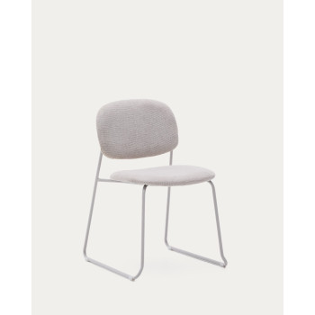 Meli chair in beige chenille and beige metal frame FSC Mix Credit