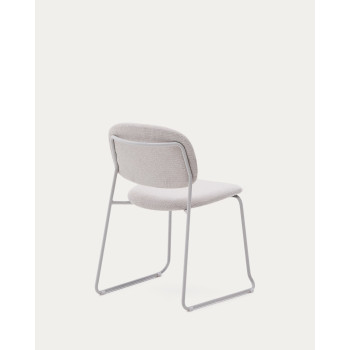 Meli chair in beige chenille and beige metal frame FSC Mix Credit