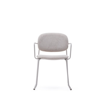 Meli chair in beige chenille and beige metal frame FSC Mix Credit