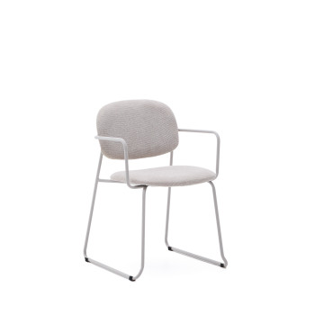 Meli chair in beige chenille and beige metal frame FSC Mix Credit