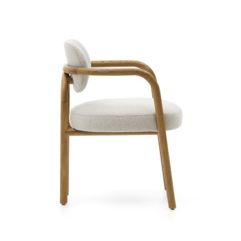 Melqui beige chair made of solid oak wood with a natural finish
