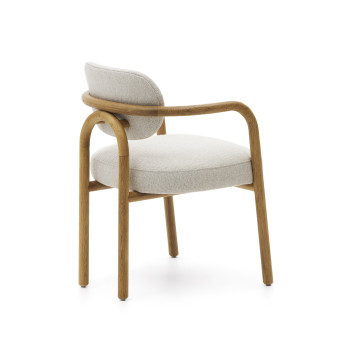 Melqui beige chair made of solid oak wood with a natural finish