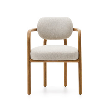 Melqui beige chair made of solid oak wood with a natural finish