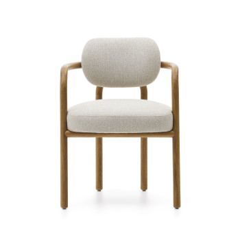 Melqui beige chair made of solid oak wood with a natural finish