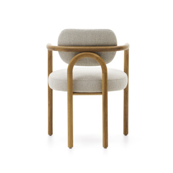 Melqui beige chair made of solid oak wood with a natural finish