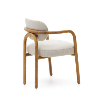Melqui beige chair made of solid oak wood with a natural finish