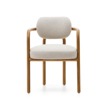 Melqui beige chair made of solid oak wood with a natural finish