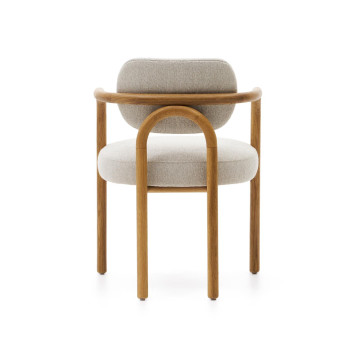 Melqui beige chair made of solid oak wood with a natural finish