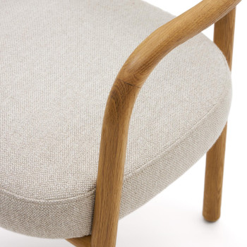 Melqui beige chair made of solid oak wood with a natural finish