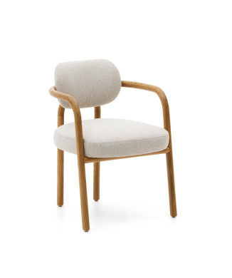 Melqui beige chair made of solid oak wood with a natural finish