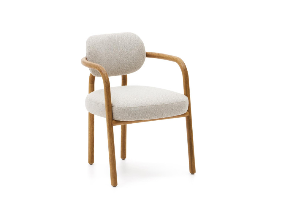 Melqui beige chair made of solid oak wood with a natural finish