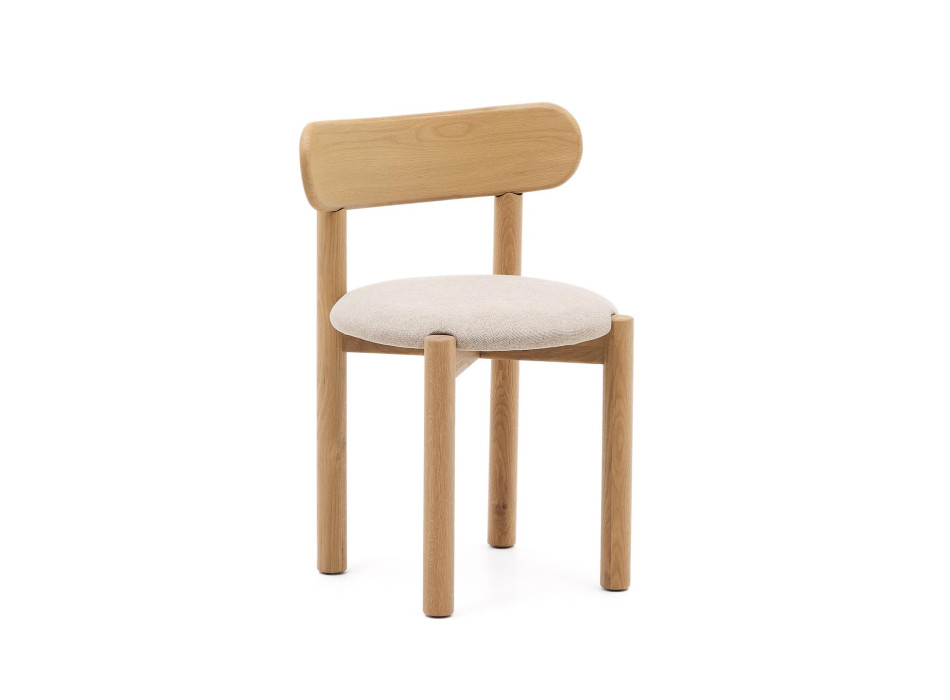 Nebai chair in beige chenille with solid oak frame, natural finish FSC MIX C