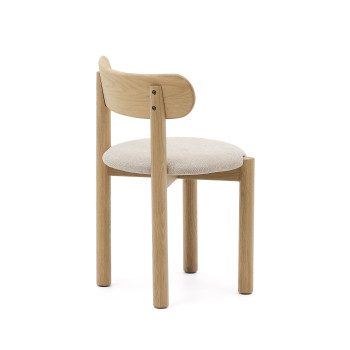 Nebai chair in beige chenille with solid oak frame, natural finish, FSC MIX Credit