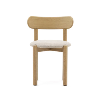 Nebai chair in beige chenille with solid oak frame, natural finish, FSC MIX Credit