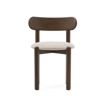 Nebai chair in brown chenille with solid oak frame and walnut finish FSC MIX Credit