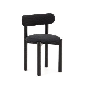 Nebai chair in black chenille with solid oak frame, black finish FSC MIX Credit